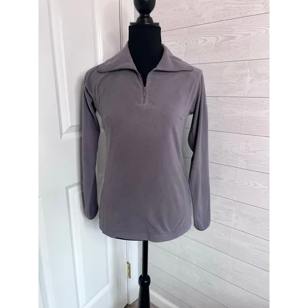 Columbia Women's Gray glacial Fleece 1/4 zip mock neck activewear pullover Small - Image 3