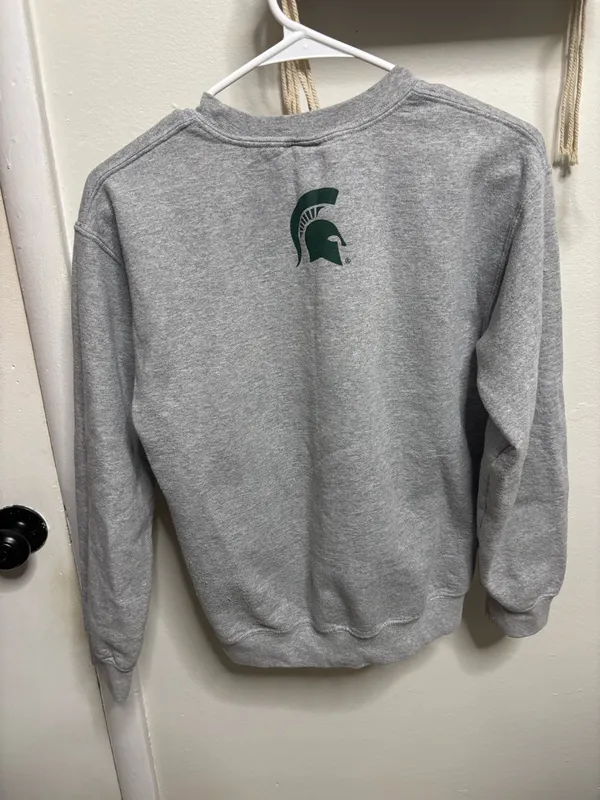 MSU Michigan State Gildan Broad College of Business Grey Crewneck - Image 4