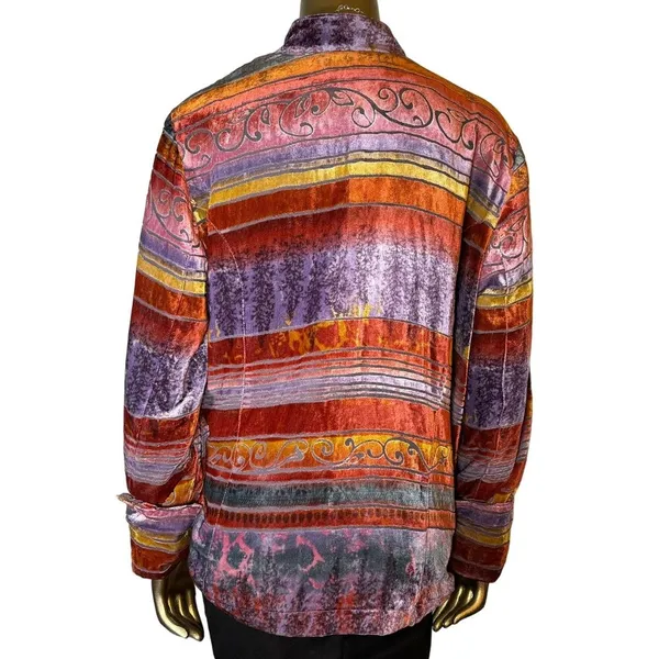 Vintage Coldwater Creek Jacket Women's Velour Western Hippie Boho 90s Large - Image 3