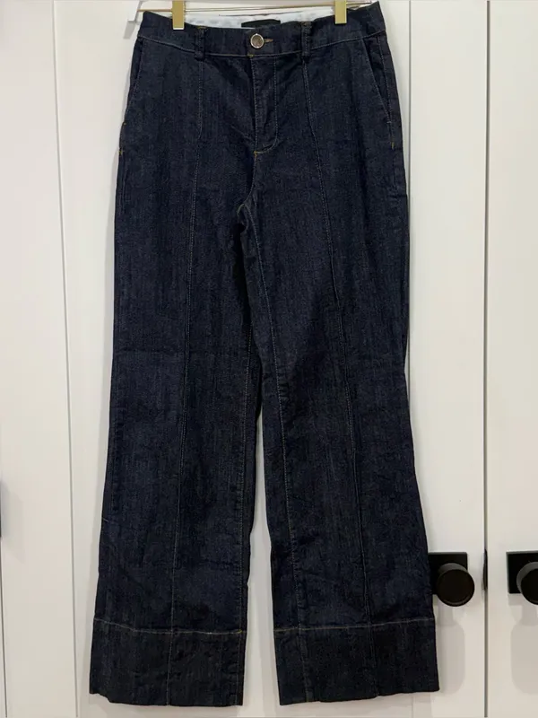 Zara Z1975 Bootcut Denim Pants Jeans Small Dark Wash Minimal Boho Western Chic - Image 7