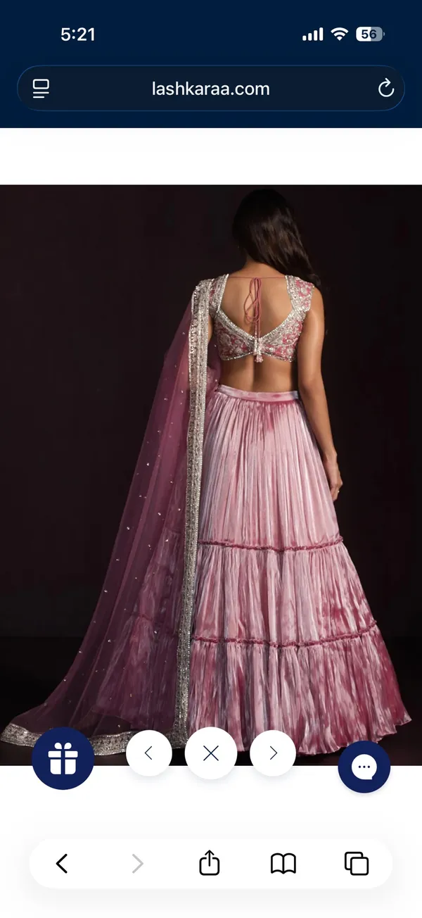 Dusty Pink Embroidered Organza Lehenga - Image 2