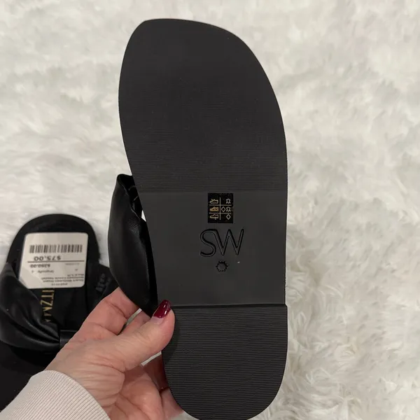 Stuart Weitzman Black Leather Sandals - Image 4