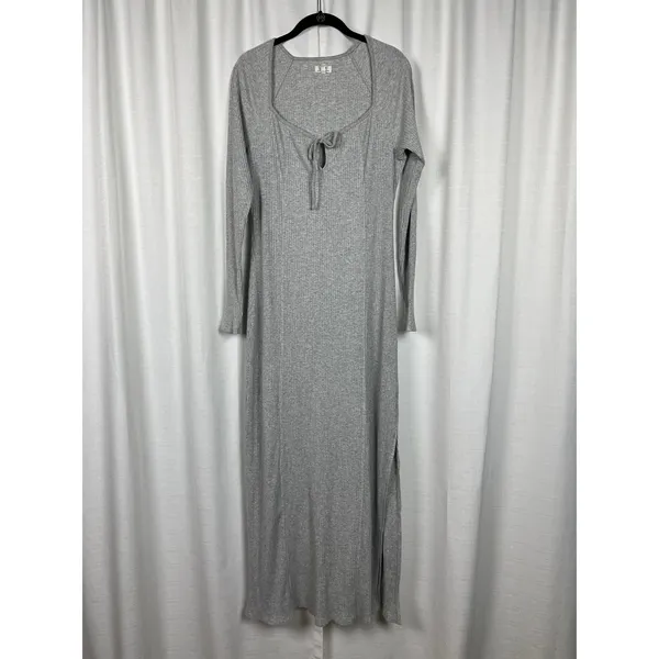 Aerie Gray Ribbed Knit Maxi Dress Sz.L - Image 6