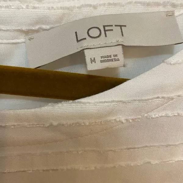 LOFT white striped blouse with ruffled sleeves - Image 3