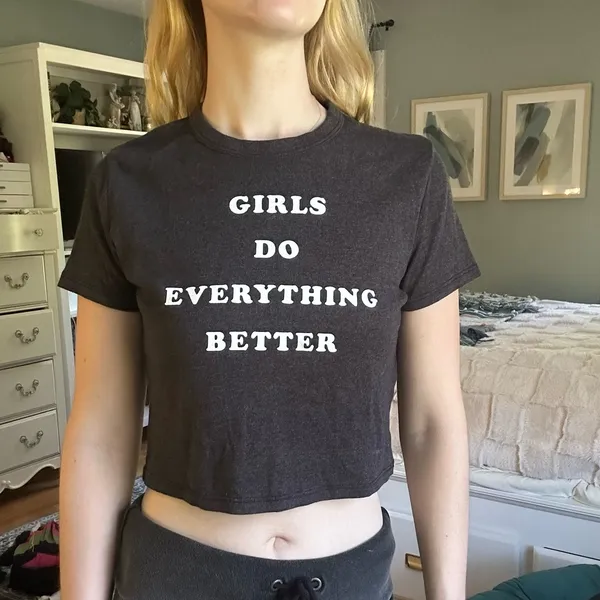 urban outfitters future state graphic tee cropped “girls do everything better” - Image 2