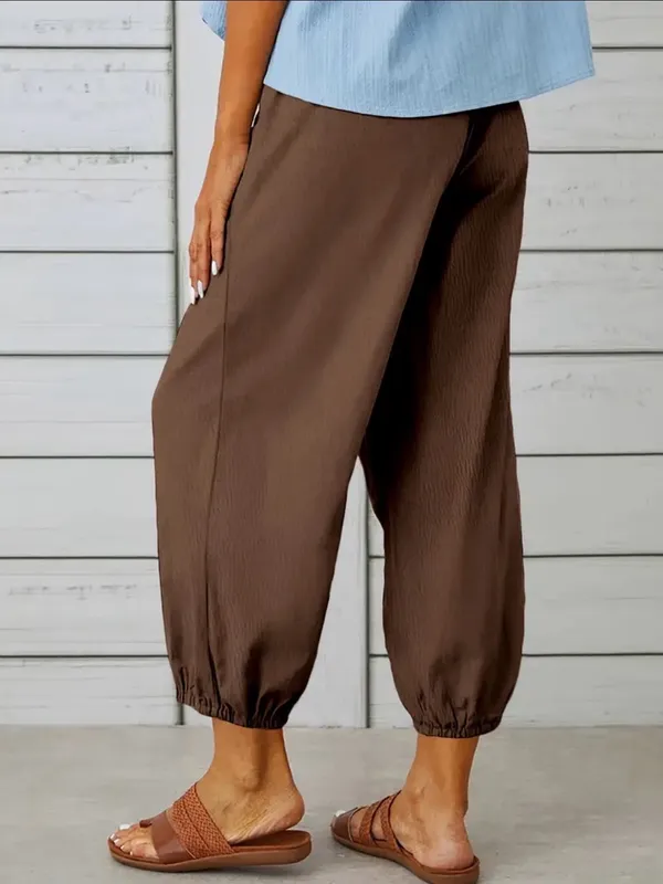 Brown Relaxed Pocket Cropped Pants Size Large - Image 2