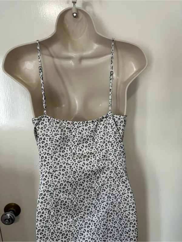 Abercrombie & Fitch White Leopard Print Slip Midi Dress - Image 5