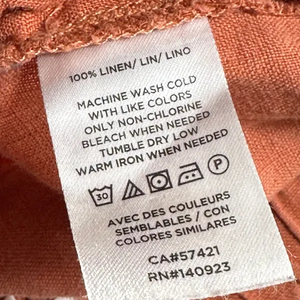 Lou & Grey Small Terracotta Brown Orange Linen Elastic‎ Waist Pants Cropped - Image 3