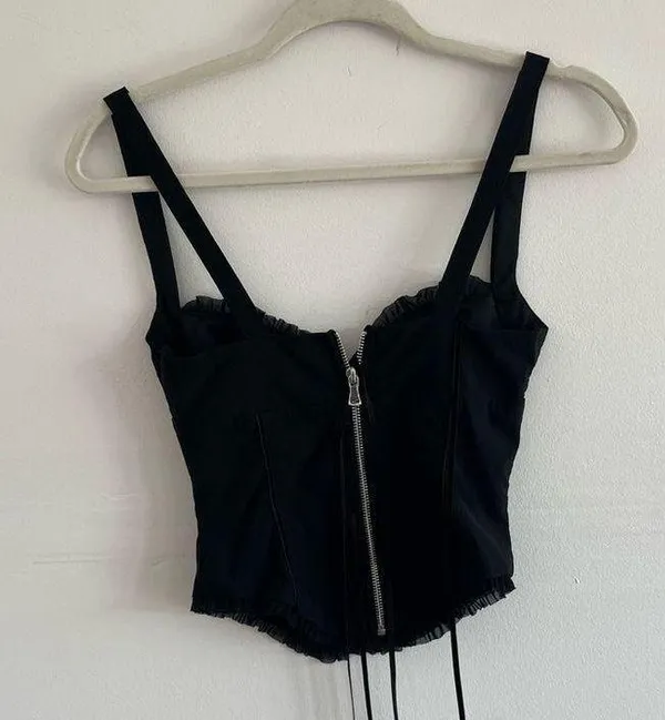 Tiger Mist XC Lace Up Black Crop Corset Blouse - Image 5