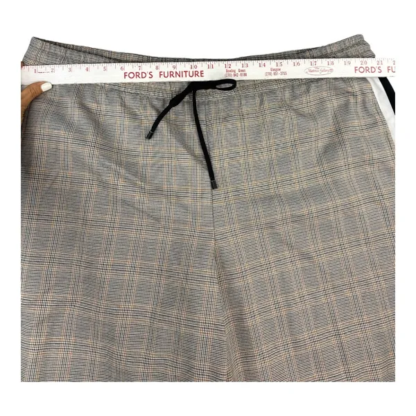 Nine West‎ Wide Leg Plaid Pant Brown Black Side Stripe Drawstring 1X Sporty Chic - Image 5