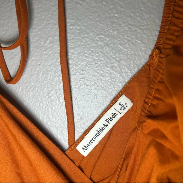 Abercrombie & Fitch Rust Orange Square Neck Puff Sleeve Romper Womens Size Small - Image 8