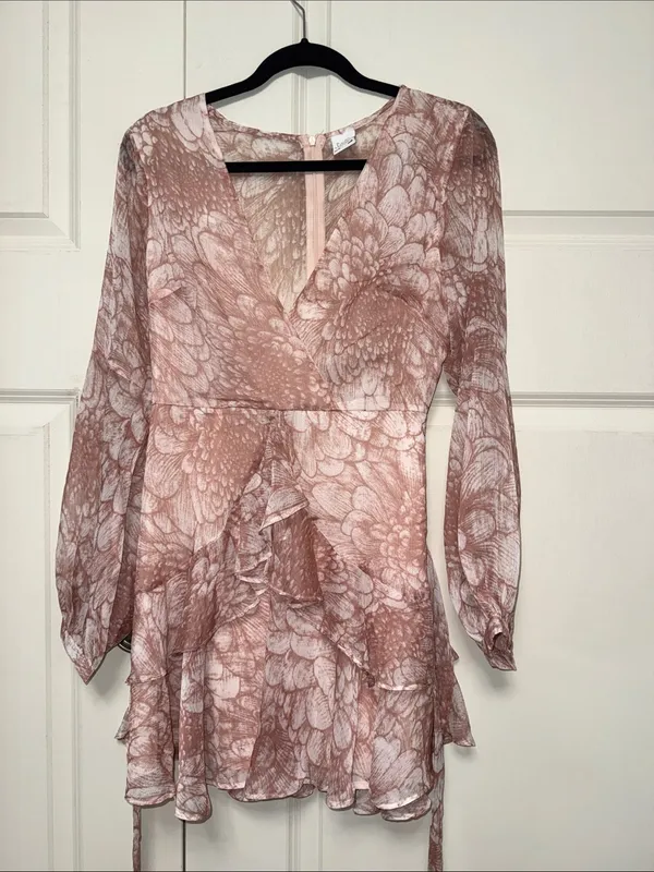 Selfie Leslie Blush Floral Wrap Mini Dress - Image 5