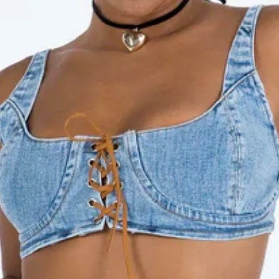 Bailey blue Denim Crop Top NWOT - Image 2
