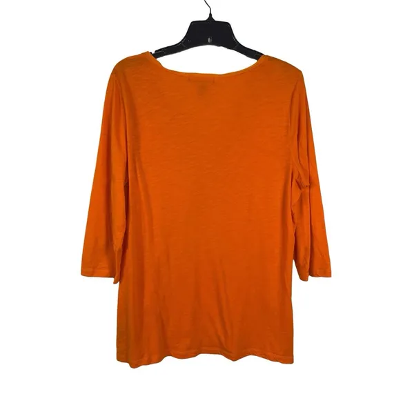 Lauren Ralph Lauren Orange 3/4 Sleeve Henley Top L Southwestern Boho - Image 3