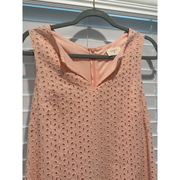 Everly Feminine Floral Eyelet‎ Detail Coral Light Pink Spring Sun Dress Size M - Image 2