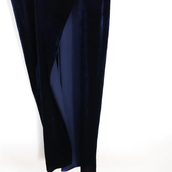 Lulus Eternal Elegance Maxi Dress Womens XS Navy Velvet Short Sleeve Front Slit - Image 6