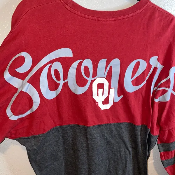 Pressbox OU Sooners Crimson & Black/Gray Long‎ Sleeve Oversized Top - Image 3