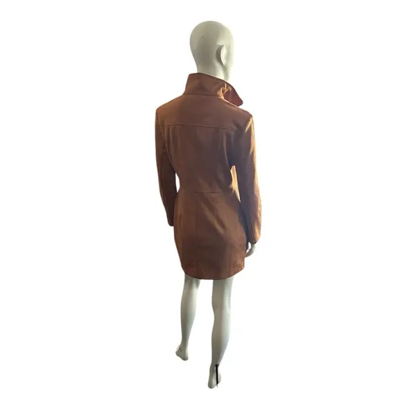 Oyrosy Vintage Western Style Embroidered Tassel LS Suede Mini Dress Brown L NWT - Image 8
