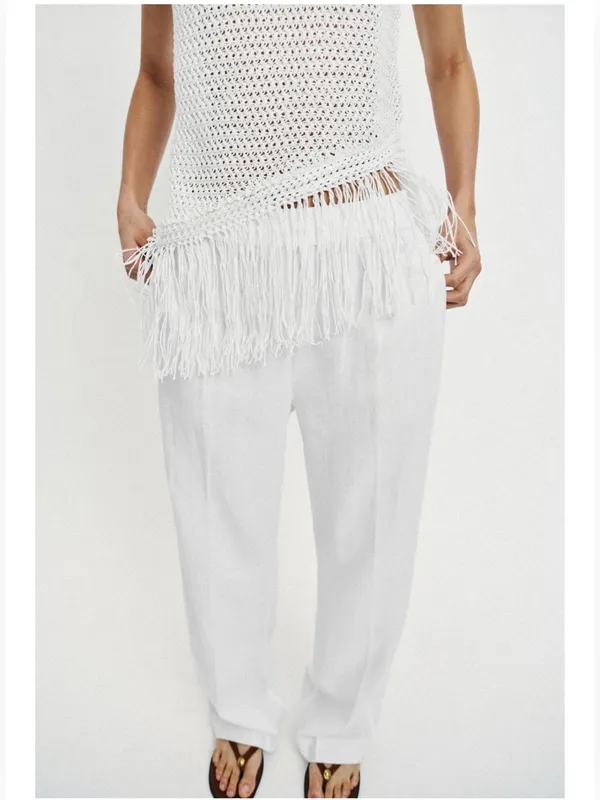 Zara KNIT TOP WITH FRINGING - Image 4