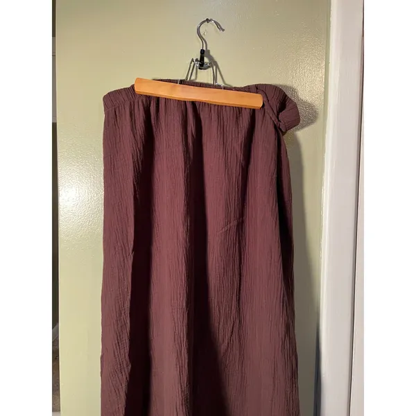 Bobi Women's Size XL Gauze Maxi Skirt Chocolate Brown Umber Braided Waist Cotton - Image 10