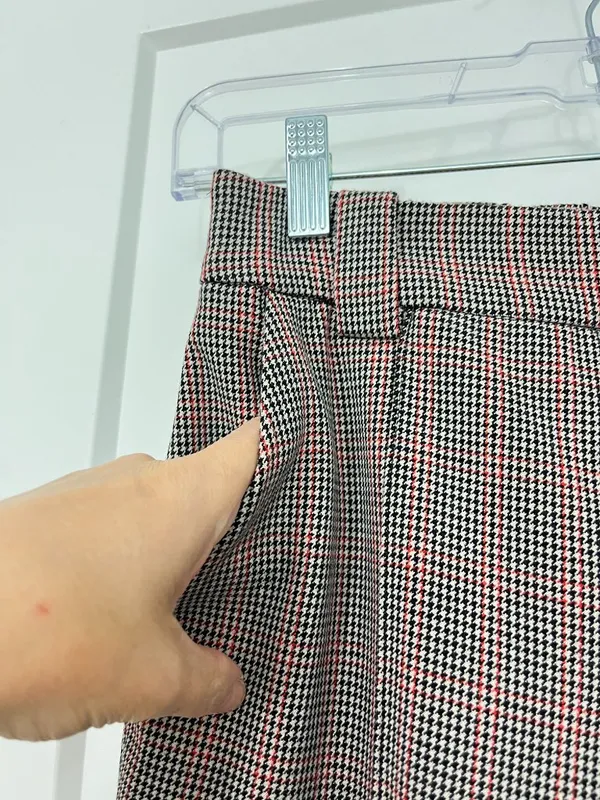 Zara Size Small Brown Glen Plaid Herringbone Ankle Pants - Image 4