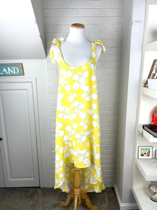 Mudpie Beach To Bar Yellow Patterned Swimsuit Coverup Dress Size M - Image 2