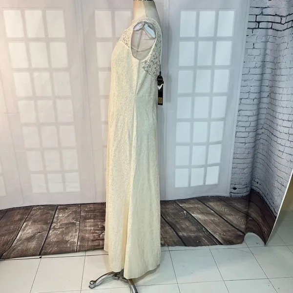 Miusol NWT Cream Floral Lace Sleeveless V-Back Maxi Length Dress Size XL - Image 6