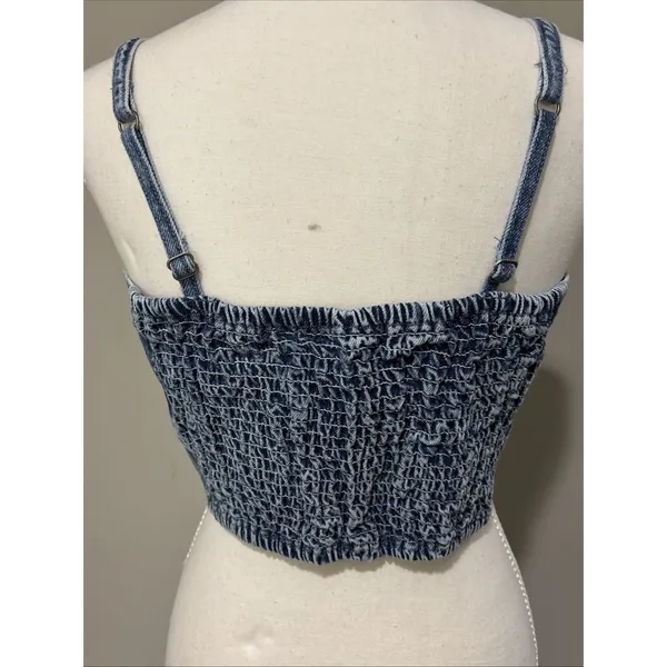 Social Tourist Abercrombie Denim Lace Up Cropped Corset Top Sz M Women’s - Image 5