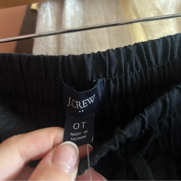 J. Crew Tall Linen-cotton‎ Blend Drawstring Pants Black Pull On NWT Size 0T - Image 4