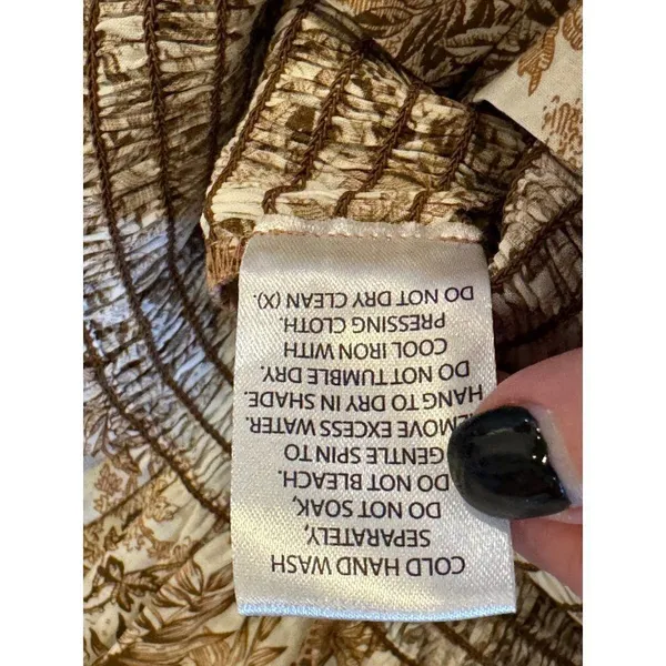 Bec + Bridge Brown And Ivory Cotton Smocked Toile Print Gloria Mini Dress Size 2 - Image 15