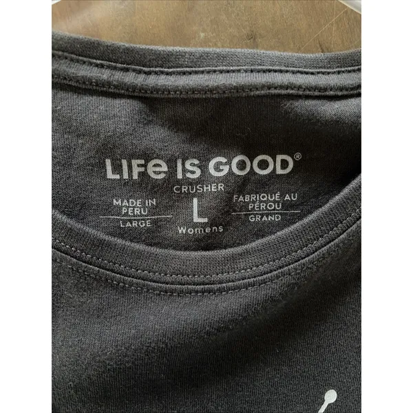 Life is Good Crusher Tee Womens Size L Gray Diversified Portfolio Cotton Graphic - Image 4