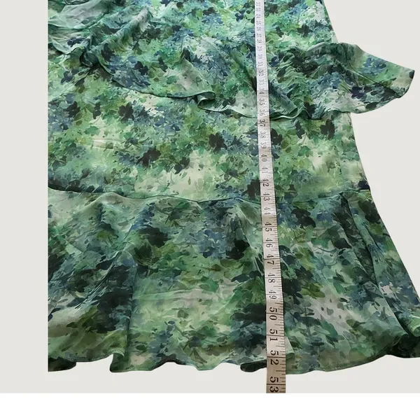 Tuckernuck Water Lillies Sasha Dress Green Floral Tiered Ruffle Midi XL NEW - Image 8