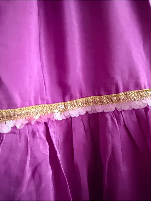 Purple Tiered Wide-Leg Pants with Elastic Waist - Image 4