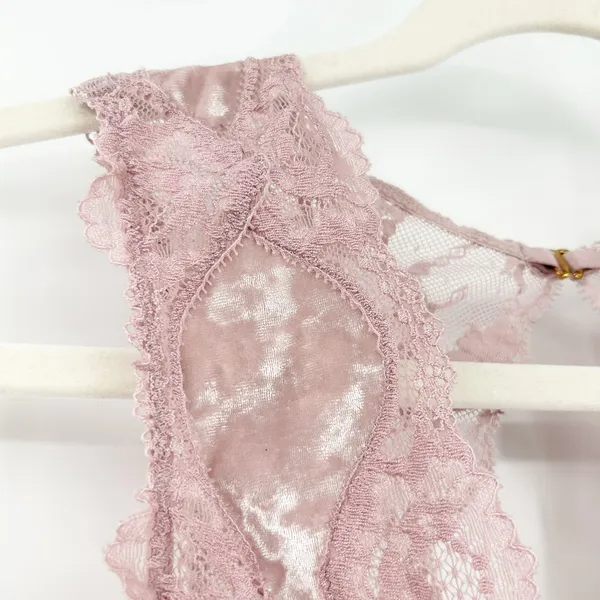 Victorias Secret VS Dream Angels Plunge Crushed Velvet Lace Bralette Size S Pink - Image 3