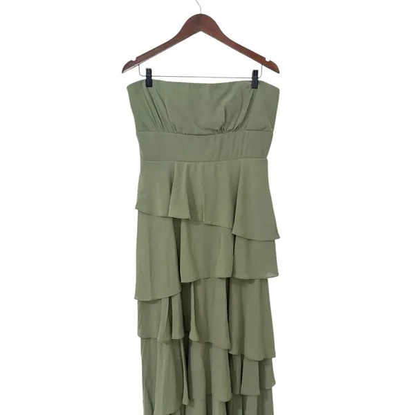Lulus Gorgeous Essence Sage Strapless Tiered Maxi Dress size Large NWT - Image 6
