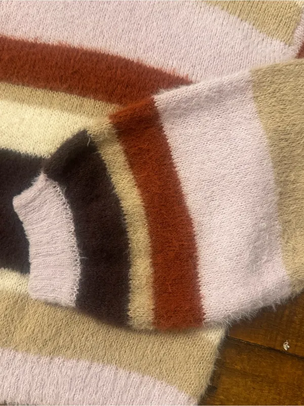 LOUNA‎ Multi Stripe High Neck Sweater Pink Size L - Image 3