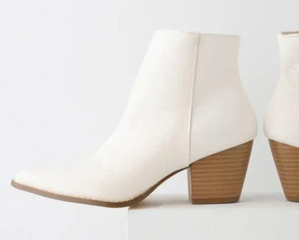Lulu’s Spirit Ivory Snake Pointed Toe Ankle Booties - Image 2