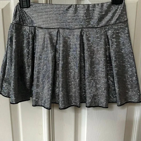 SHEIN EZwear Silver A-Line Mini Skort w/ Built-In Shorts | Size S - Image 3