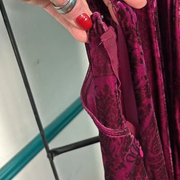 Anthropologie Velvet overalls wide leg S Anthropologie with paisley print - Image 8