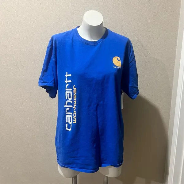 Carhartt Unisex XL Blue Crew Neck T-Shirt Spellout Logo Skull Graphic - Image 2