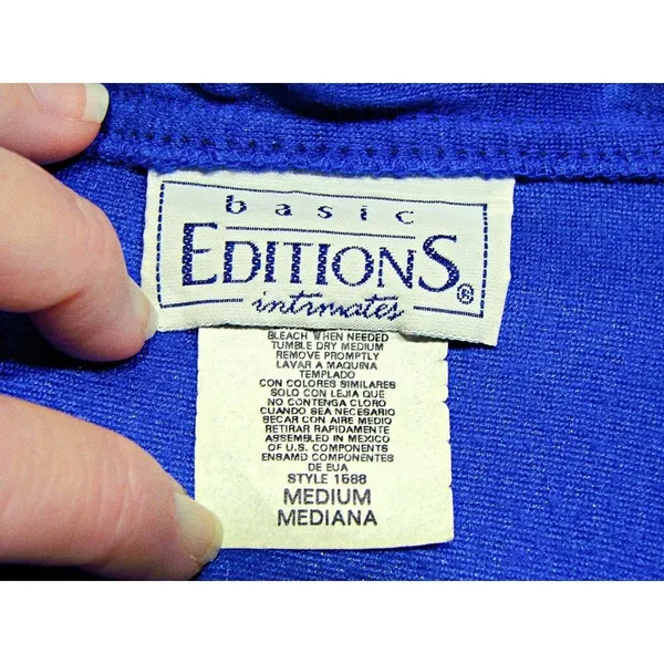 Vintage Womens 80s Basic Editions Intimates Front Zip Fleece Robe Blue Sz Medium - Image 5