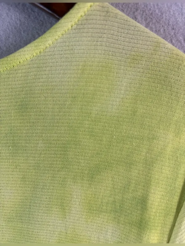 Avenue 14/16 Fine Mesh Nylon Neon Lime Short Sleeve Square Neck Blouse Top - Image 2