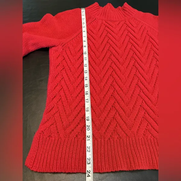 Chaps Red Cowl Neck Cable Knit Sweater Size M - Image 9