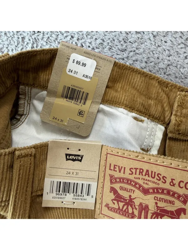 Levis 94 Baggy Corduroy Pants Women's 24x31 Mid Rise Camel Brown Wide Leg NWT - Image 6