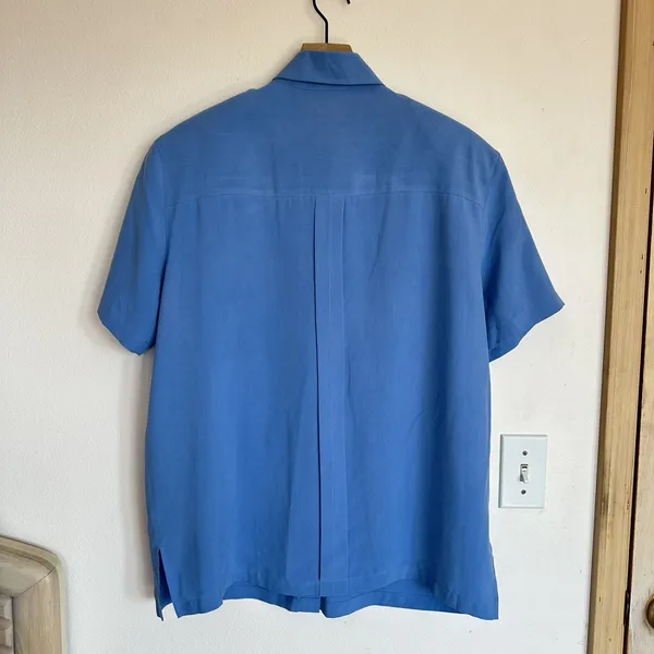 Vintage 100% Silk Short Sleeve Camp Shirt Christie & Jill Blouse Coastal Granny - Image 5