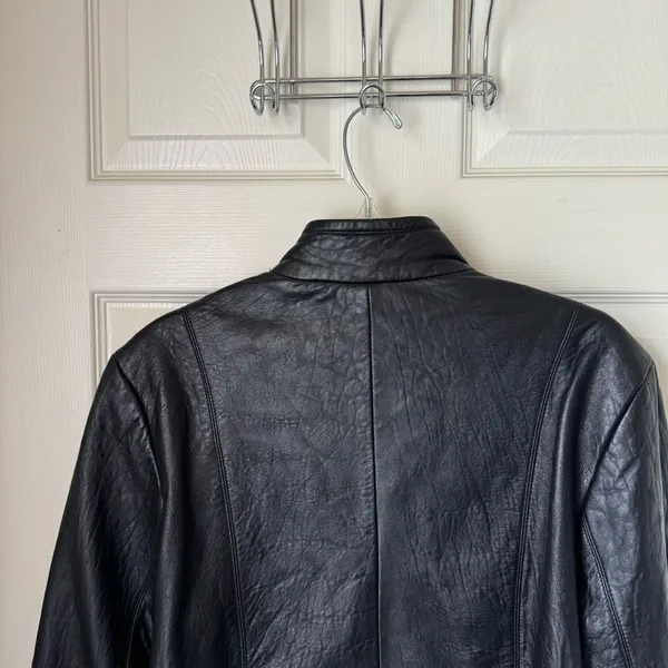 Comstock RC Expedition Woman Large Black Leather Zip Up Jacket Whimsigoth 90’s - Image 4