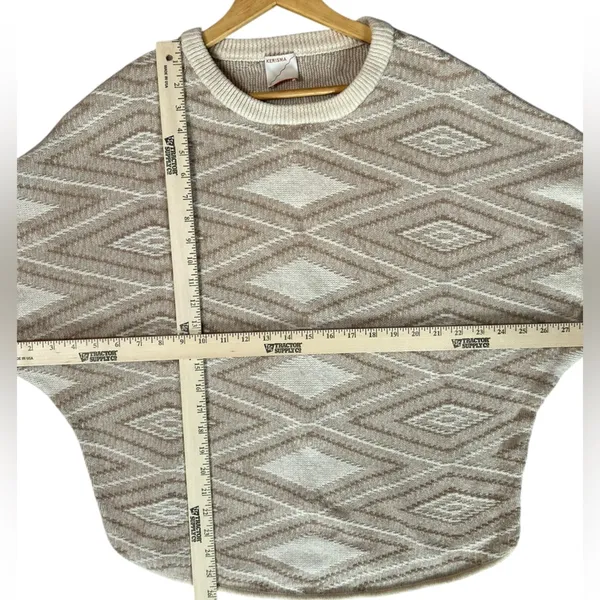 Kerisma Women’s Oversized‎ Wool Blend Boho Ribbed Knit Beige Brown Sweater M/L - Image 3
