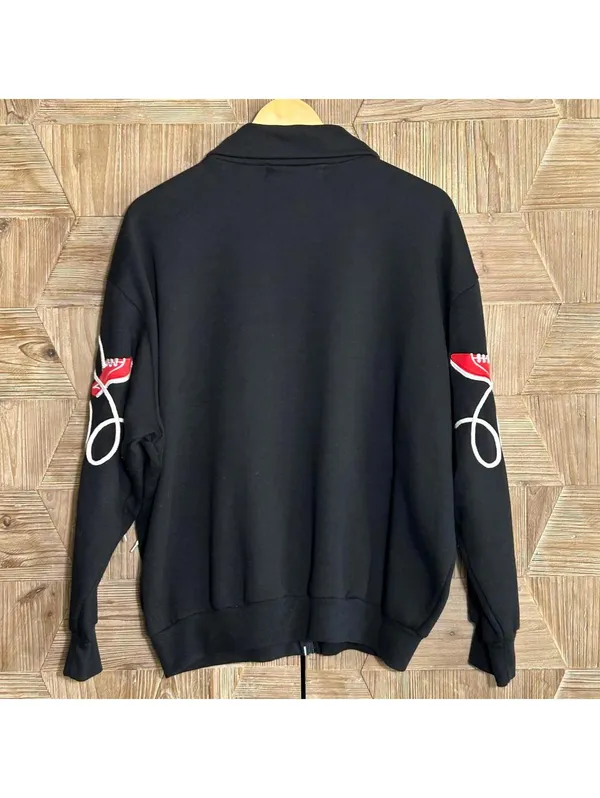Vintage Spree Sport Black Zip Up Hoodie Size L Sneakers Laces Sweatshirt 90s - Image 4