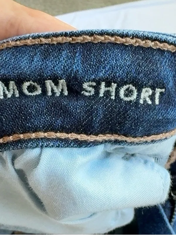 American Eagle Mom Short Size 12 High Rise Blue Stretch Denim Frayed Hem Shorts - Image 11