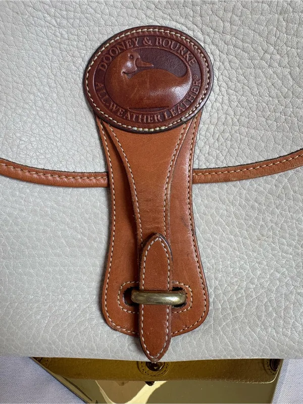 Dooney & Bourke Cream Pebbled Leather Crossbody with Tan Trim - Image 4